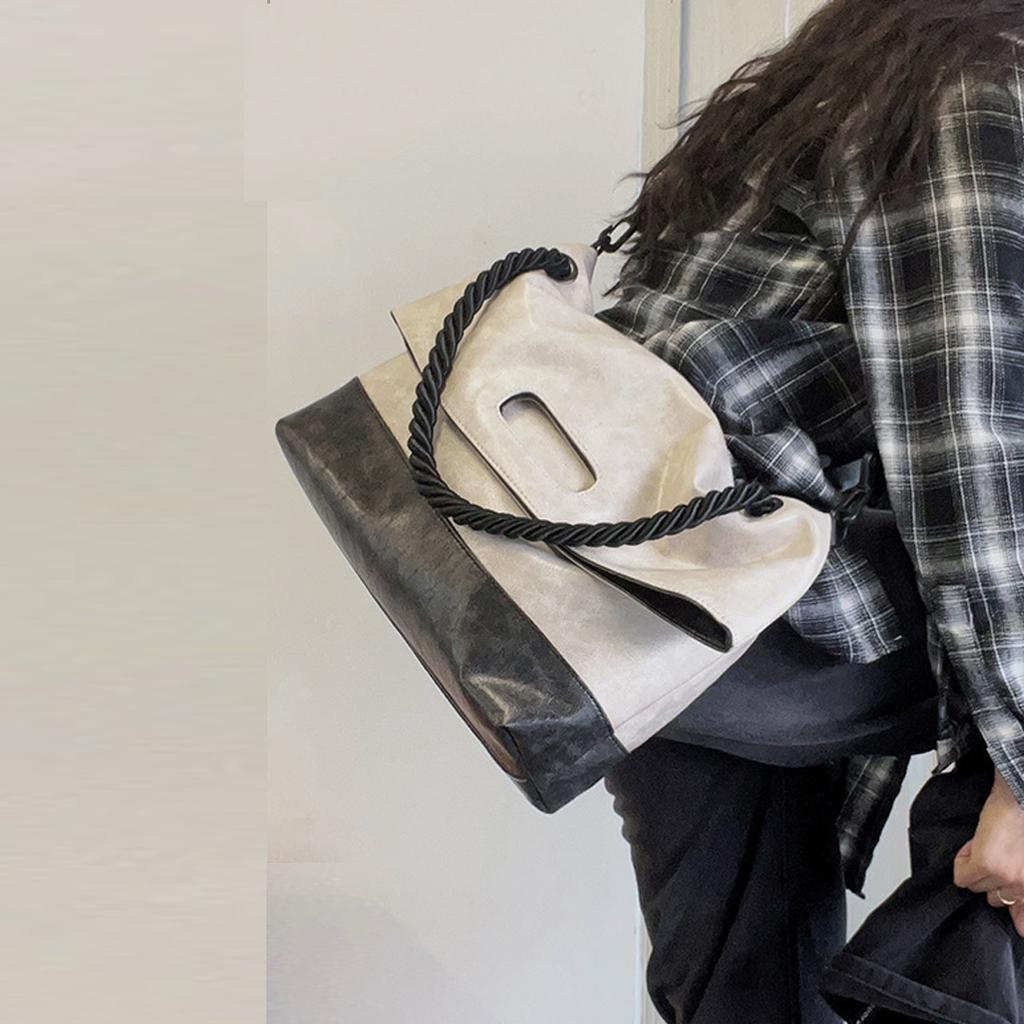 Large Capacity Contrasting Color Bag for Women  New Fashionable Commuting Tote Bag Versatile Casual Shoulder Crossbody Bag