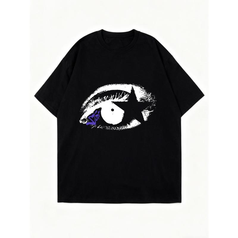 Oversized T-Shirt Black Eye Graphic Print Casual Wear