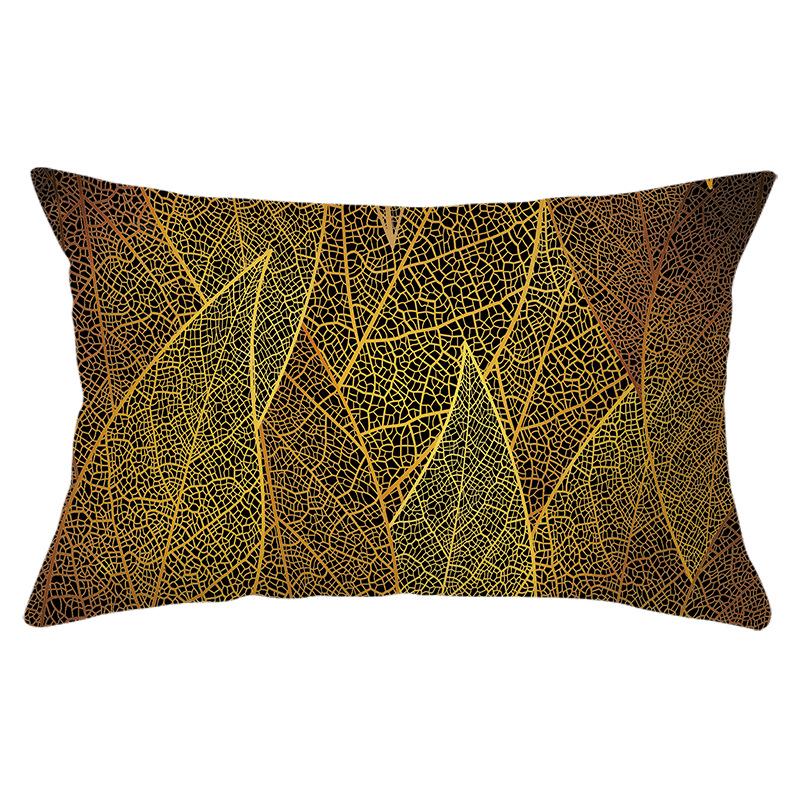 Black Gold Plant Series Waist Pillowcase Peach Skin Printed Sofa Pillowcase Home Fabric Supplies Pillowcase