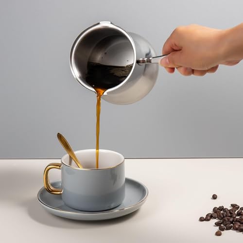 IMEEA Milchtopf, Stieltopf, 18/10 Edelstahl, Induktionsfähig, 500ml, Mini-Milchtopf, Silber