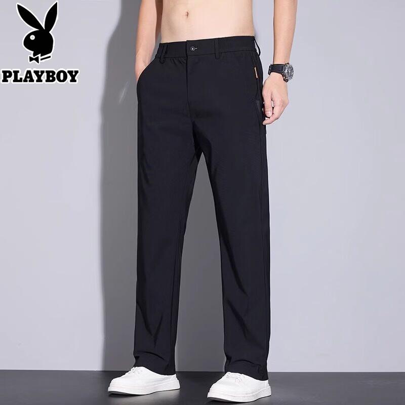Playboy Men s Summer Ice Silk Straight-Leg Casual Pants 29