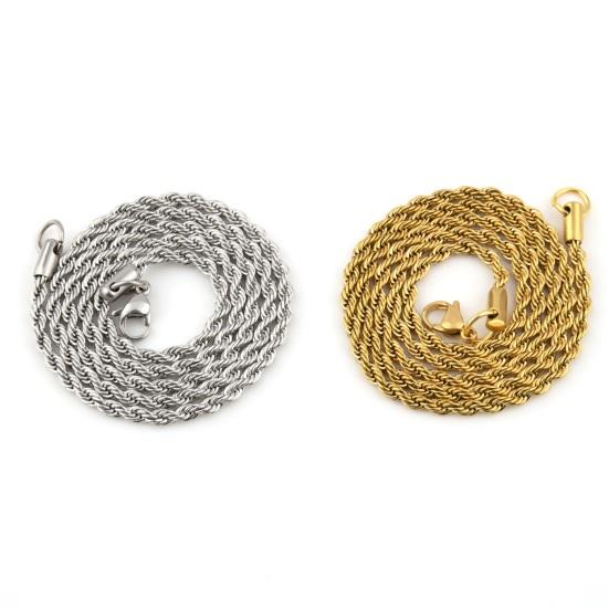 Yousheng Unisex Necklace Twisted Chain Hip Hop Style Stainless Steel Polished Anti-rust Hippie Rock Star Singer Club Party Neck Jewelry