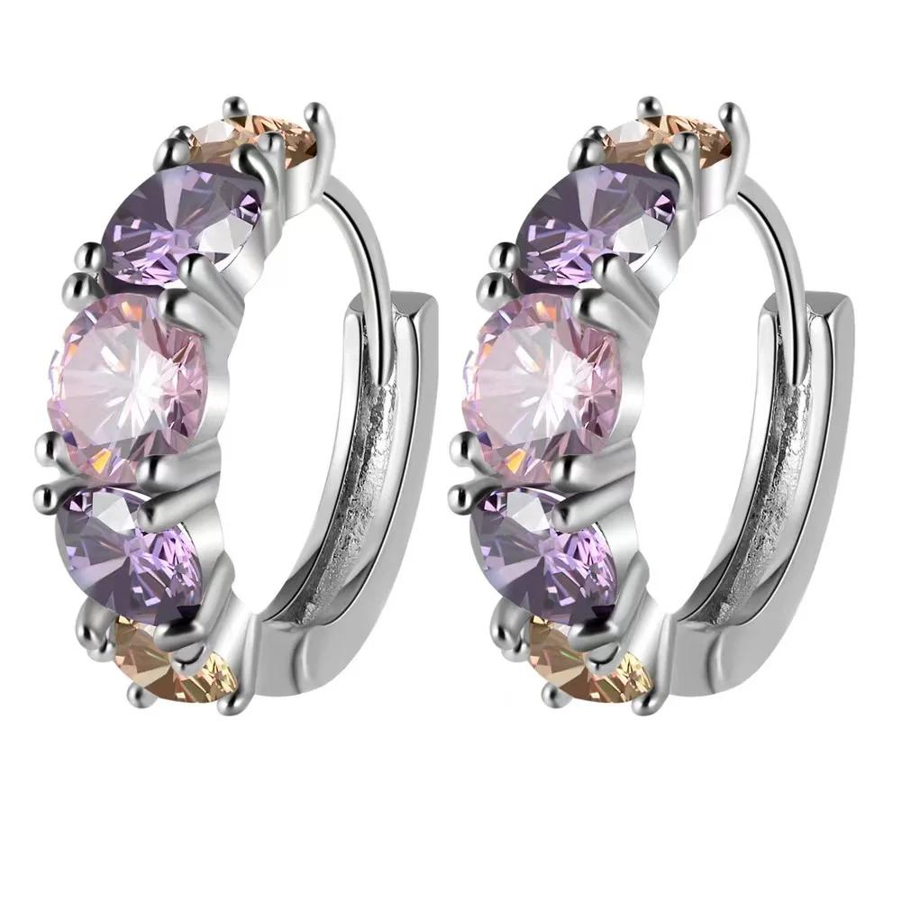 New Luxury Trendy Blue Cubic Zirconia Hoop Earrings Wedding Party Elegant Accessories For Women Anniversary Gift Jewelry