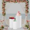 3pcs Acrylic Cylinder Cake Stand Set for Wedding, Table Centerpiece, Dessert Display Pedestal - Modern Tall White Column Stands