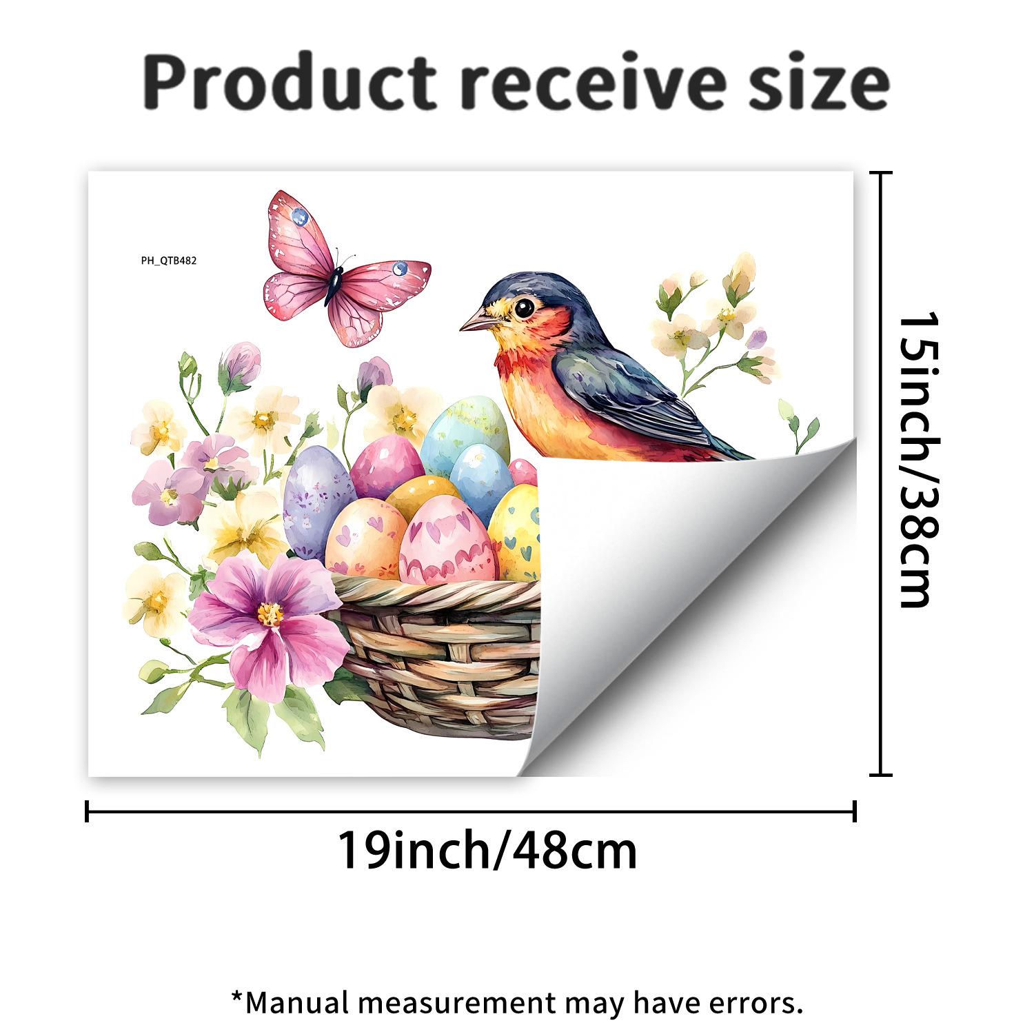 

Easter Floral Eggs Basket Wall Sticker Self-Adhesive Removable for Home Decor 38x48cm різнокольоровий