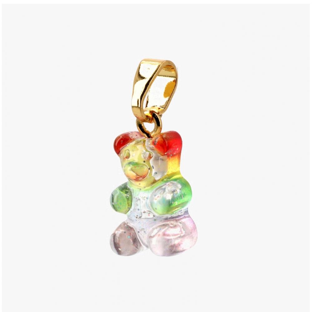 Crystal Haze Nostalgia Bear Classic Rainbow Gold Pendant Charm