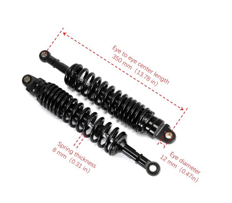 Hegeiisy Universal 8mm Spring Motorcycle Shock Absorber Rear Suspension for ATV Quad Dirt Bikes ZRX1100 ZRX1200 GSX1400 (350mm, Black)
