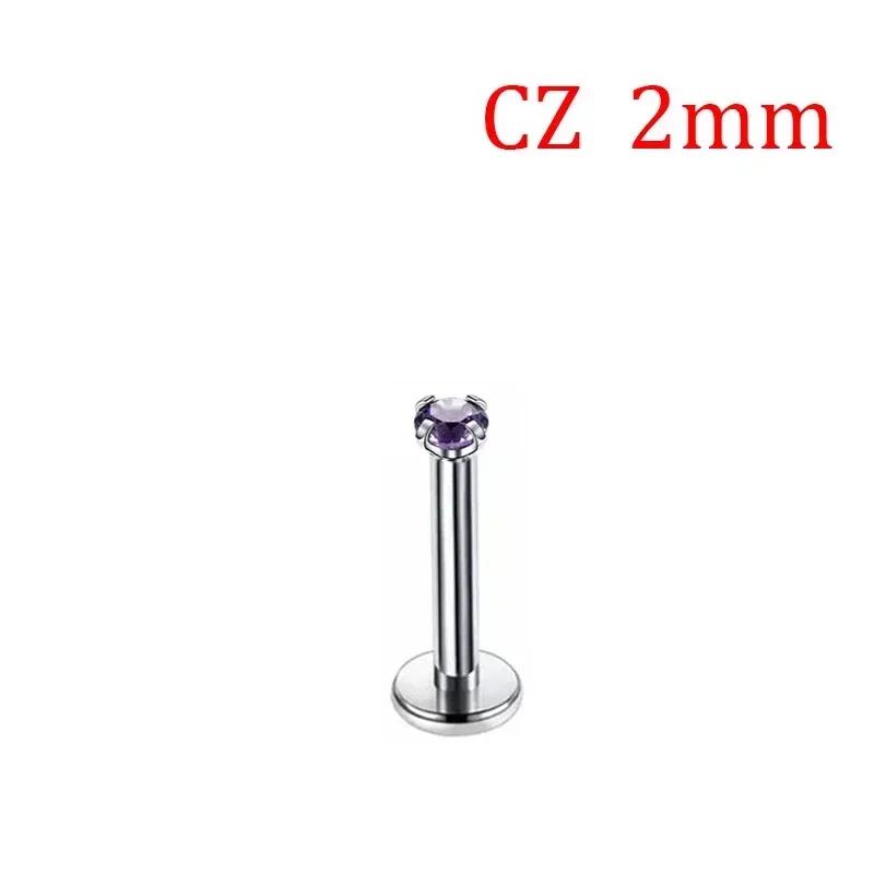 1 Stück G23 Titan Piercing CZ Stein Innen Gewinde Labret Monroe Lippenring Tragus Nagel Helix Ohrstecker 16G 18G Körperschmuck