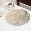 1Pc 38x38cm Round Feather Pattern Gold Hollow Dining Heat Insulation PVC Table Mat Home Tea Coffee Dish Coaster Placemat