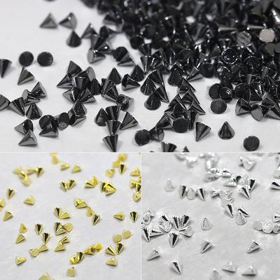 100/1000 Peças Punk Metal Rebite Encantos de Unha 1.5/2/3Mm Cone Preto Prata Dourado Tachas Joias de Unha Decoração Artesanato DIY Manicure