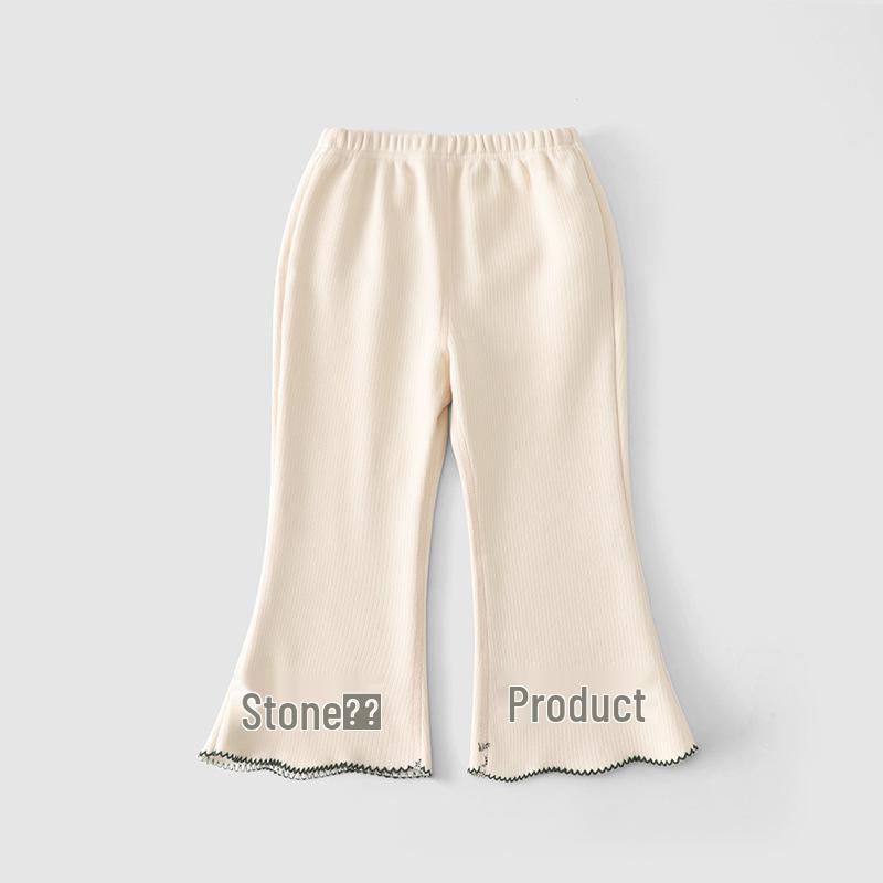 Baby Girl Cherry Embroidered Flared Trousers - Autumn Korean Style, Plus Velvet, Versatile, Fashionable Long Pants