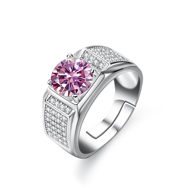 6.5mm 925 Sterling Silver Minimalist Moissanite Men Ring Luxury Wedding Band D VVS1 High End Fine Jewelry