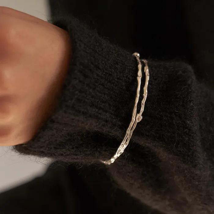 Silver In Black Bangle