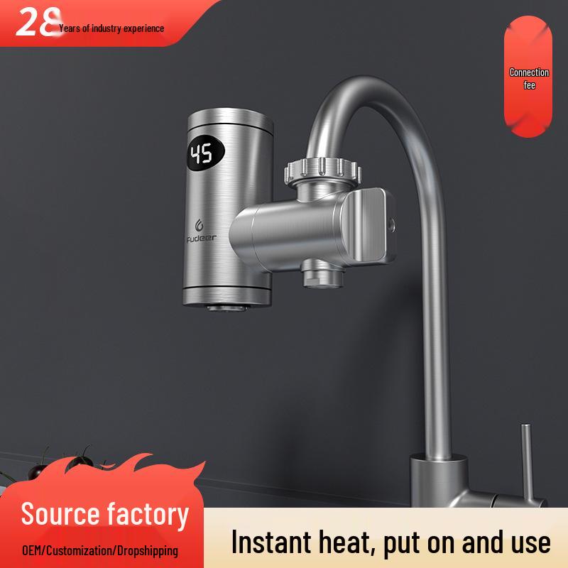 Stainless Steel Electric Instant Hot Water Faucet, No Installation Needed, for Hot and Cold Water Use In Kitchen