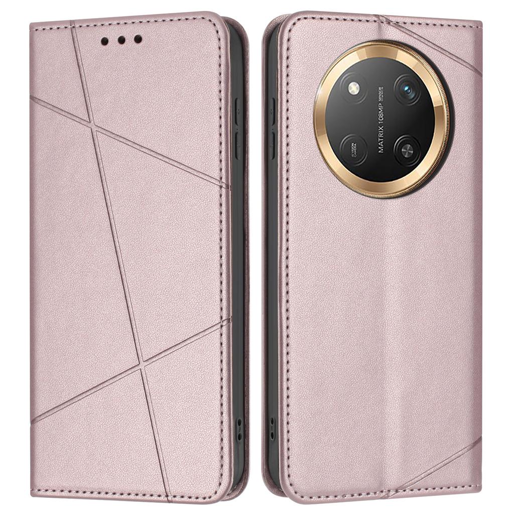 Wallet Case for Honor X60 Pro 5G/X9c 5G/Magic7 Lite 5G Line Imprinted Leather Stand Phone Cover with Wrist Strap