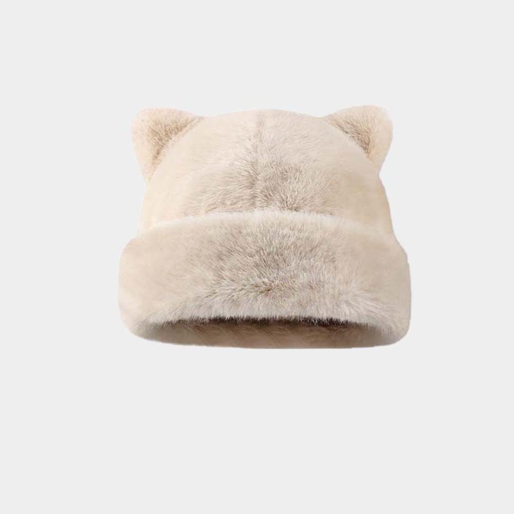 Imitation Mink Fur Leopard Ear Beanie Korean Style Pullover Cap Soft Brimless Beanie Cap Winter Style 8