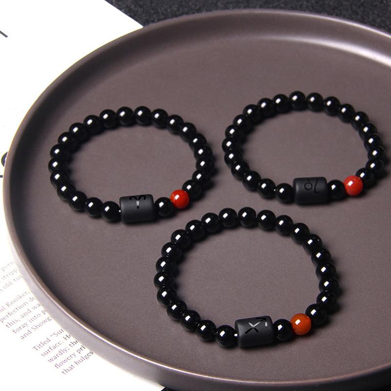 Natural Stone Beaded Bracelet 12 Constellation Couple Bracelet For Women Men High-Quality Elastic Rope Bracelet Jewelry Gifts