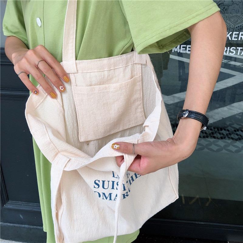 Small Fresh Tote Bag Shoulder Bag Student Casual Hand Carry Shopping Bag Woman