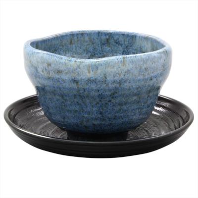 Voľná miska Mino (s šálkou), variant hruškovomodrej glazúry, vyrobené v Japonsku 503-10