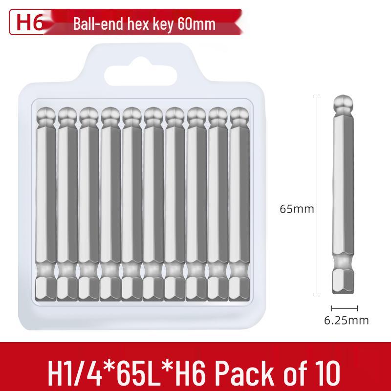 Short Magnetic Ball-Head Hex Socket Driver Bits for Electric and Pneumatic Screwdrivers