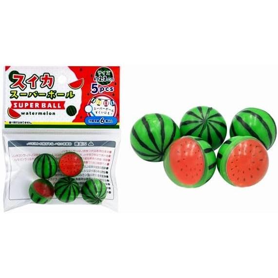 Super Ball Watermelon Pattern 2.3cm Diameter 5 Pieces