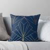 Art Deco In Navy Blue - Large Scale Throw Cushions & Pillows Without Core