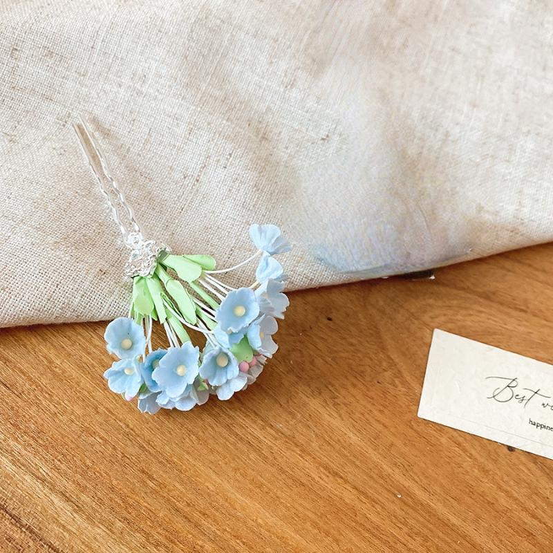 Sweet Pastel Floral Hair Clips Artificial Flower Bouquet U Pins Delicate Hair Accessories For Wedding Party Daily Hair Styling