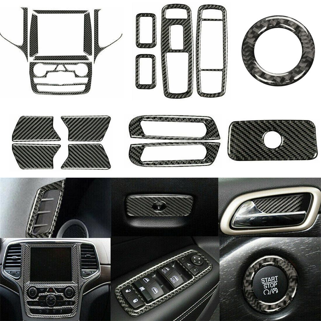 

Car Dashboard Windows Switch Inner Decoration Stickers Kit Cover Trim Set for Jeep Grand Cherokee 2011-2025 Interior Accessories