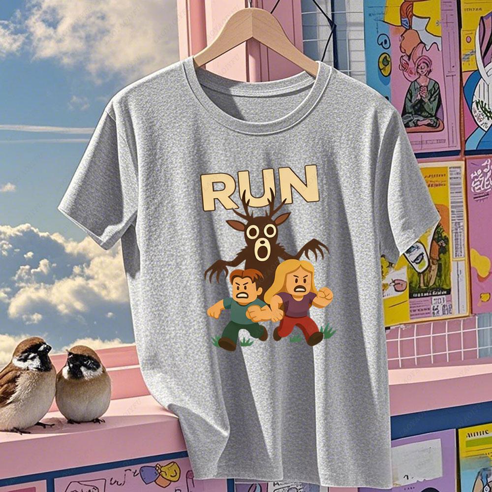 Christmas Run 99 Nights Graphic T-Shirt Cotton Spooky Gamer Deer in The Forest Gaming Meme Gifts for Men Women Clothing