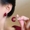 2025 New Red Flocked Luxury Earrings: Sophisticated Feminine Ear Studs