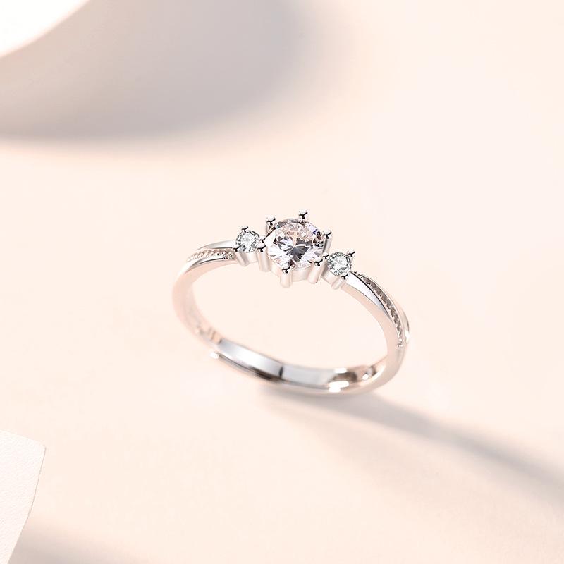 

Кольца для пары из стерлингового серебра S925: Кольца с имитацией бриллиантов в японско-корейском стиле для свадеб, юбилеев или подарков на День святого Валентина. Adjustable Opening