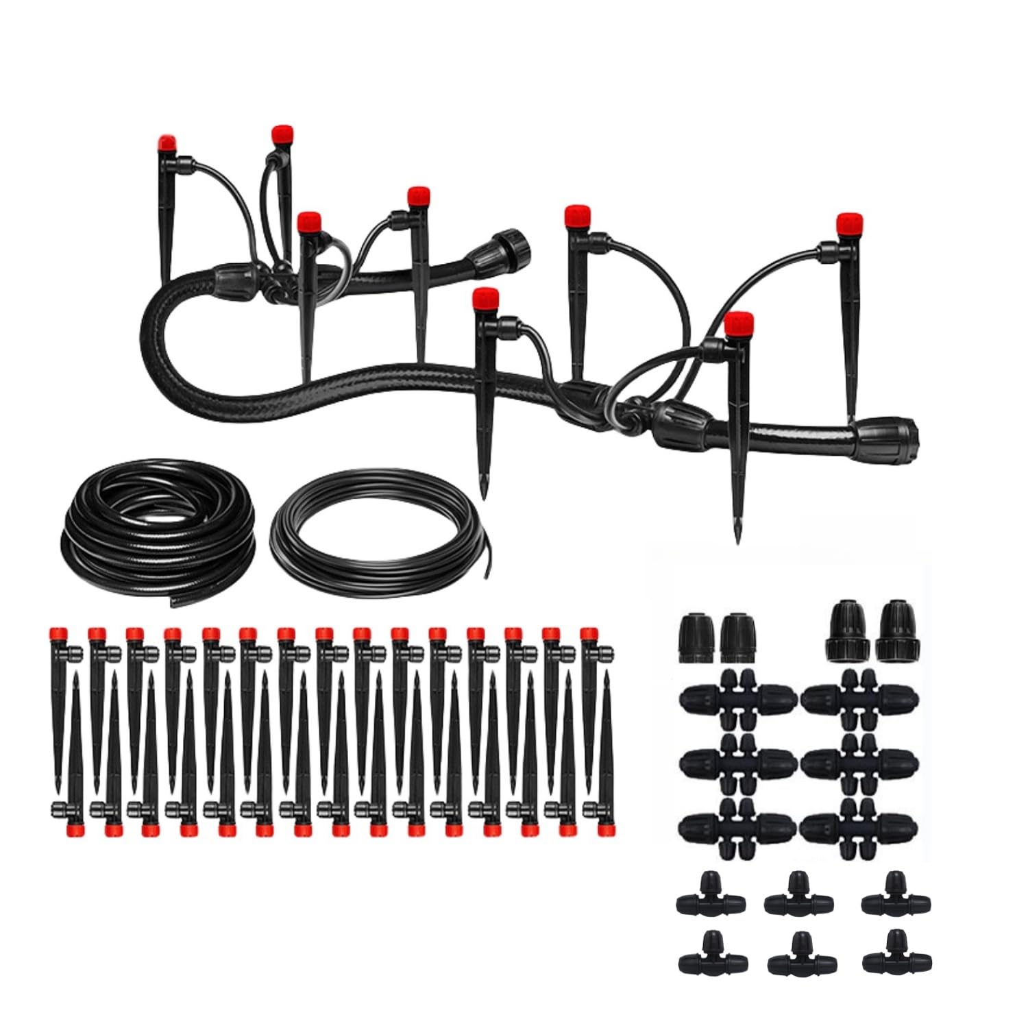

Автоматическая система полива с насадкой для шланга и регулируемым режимом распыления - Идеально подходит для теплиц, цветников и газонов (10+15м)