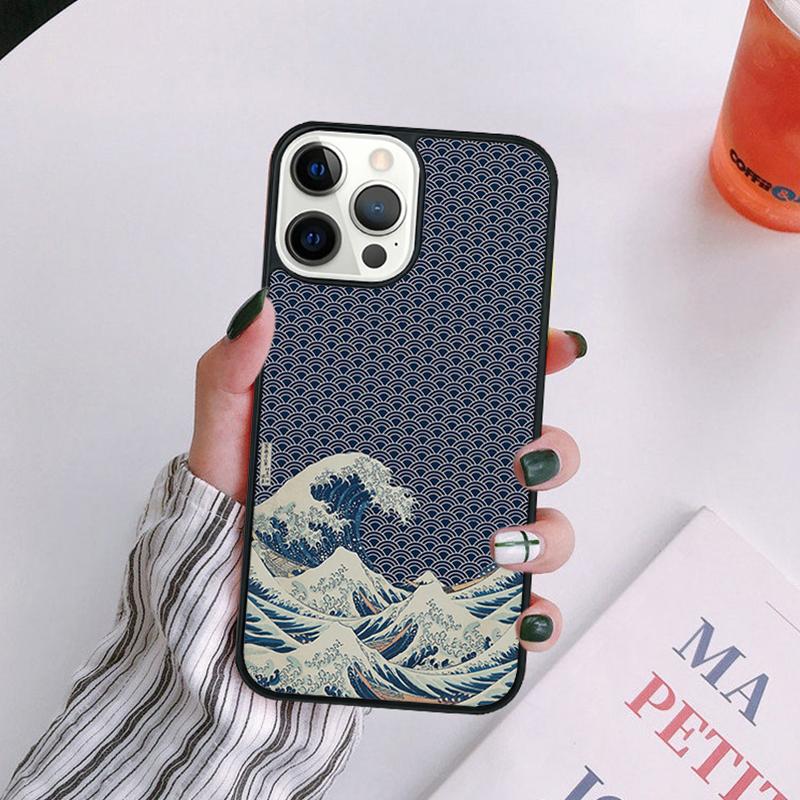 Japanese Wave Art Phone Case For iPhone 17 Air 14 13 12 16Pro Max 15  Plus Cover Shell Max Coque