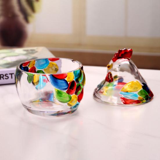 Glas Henne auf Nest Süßigkeitenschale mit Deckel Große Fußschale für Süßigkeiten Kekse Nüsse Desserts Vintage Rustikal Bonbonglas für Zuhause Küche Büro