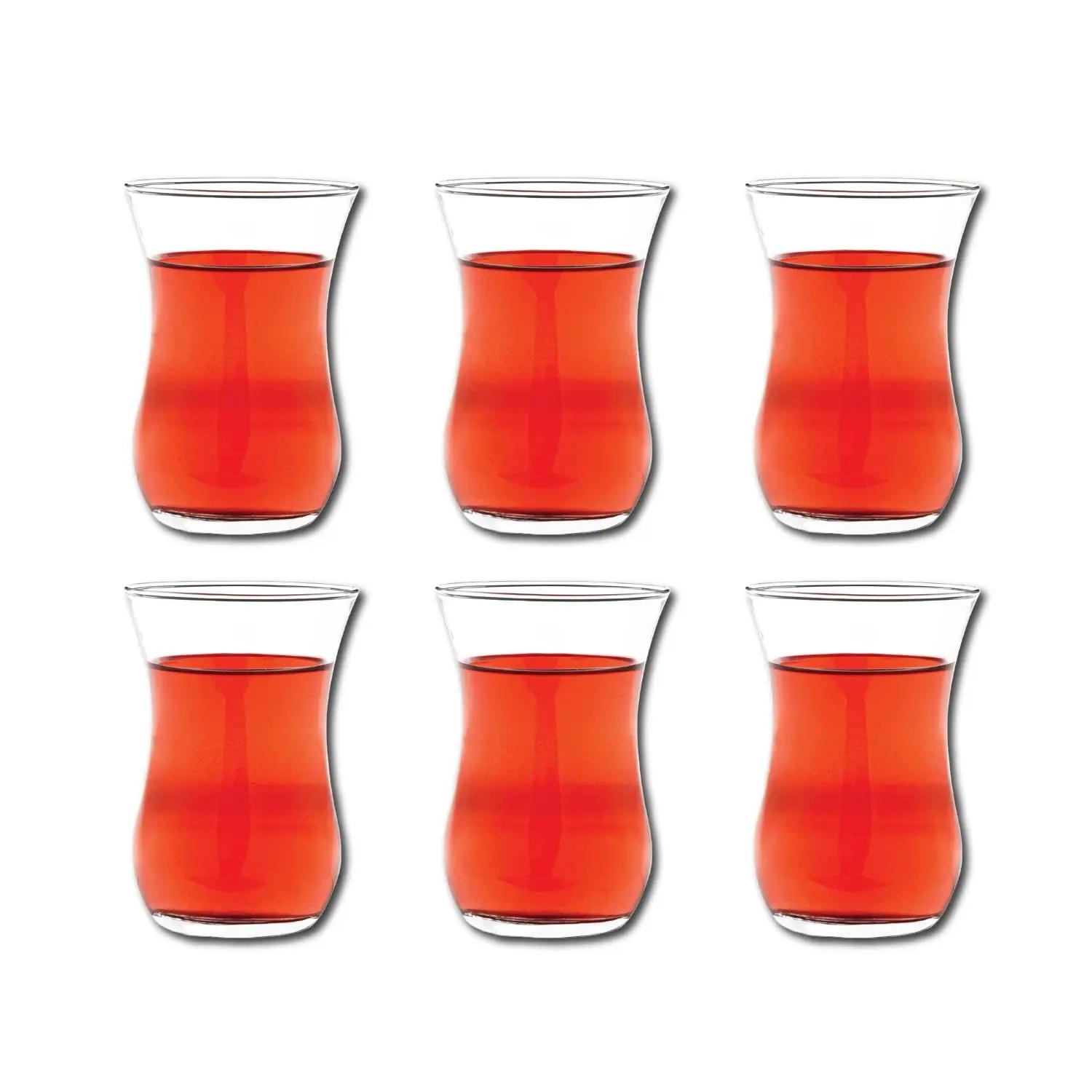 

Set of 6 Authentic Turkish Tea Glasses, 4 oz Traditional Teacups, Elegant Transparent Tea Cups