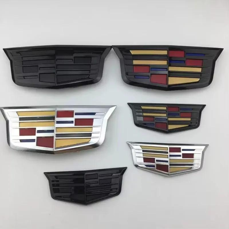AABHT1 2Pcs 19.3x7.5cm 11.9x4.6cm 3D Car Emblem Logo Stickers For Cadillac XT6 Front Rear Center Trunk Badge Exterior Accessories