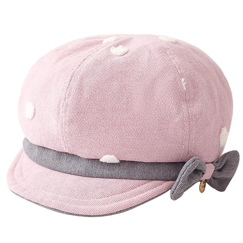 Dětský tečkovaný vzor klasický retro styl dětská čepice batole dívka podzimní mašlička barety klobouk