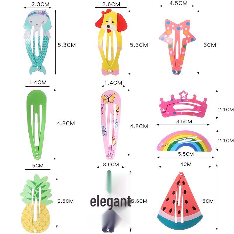 Trendy Kids' Hair Accessories: Cute Animal Metal Hair Clips & Waterdrop Print Crown Side Pins