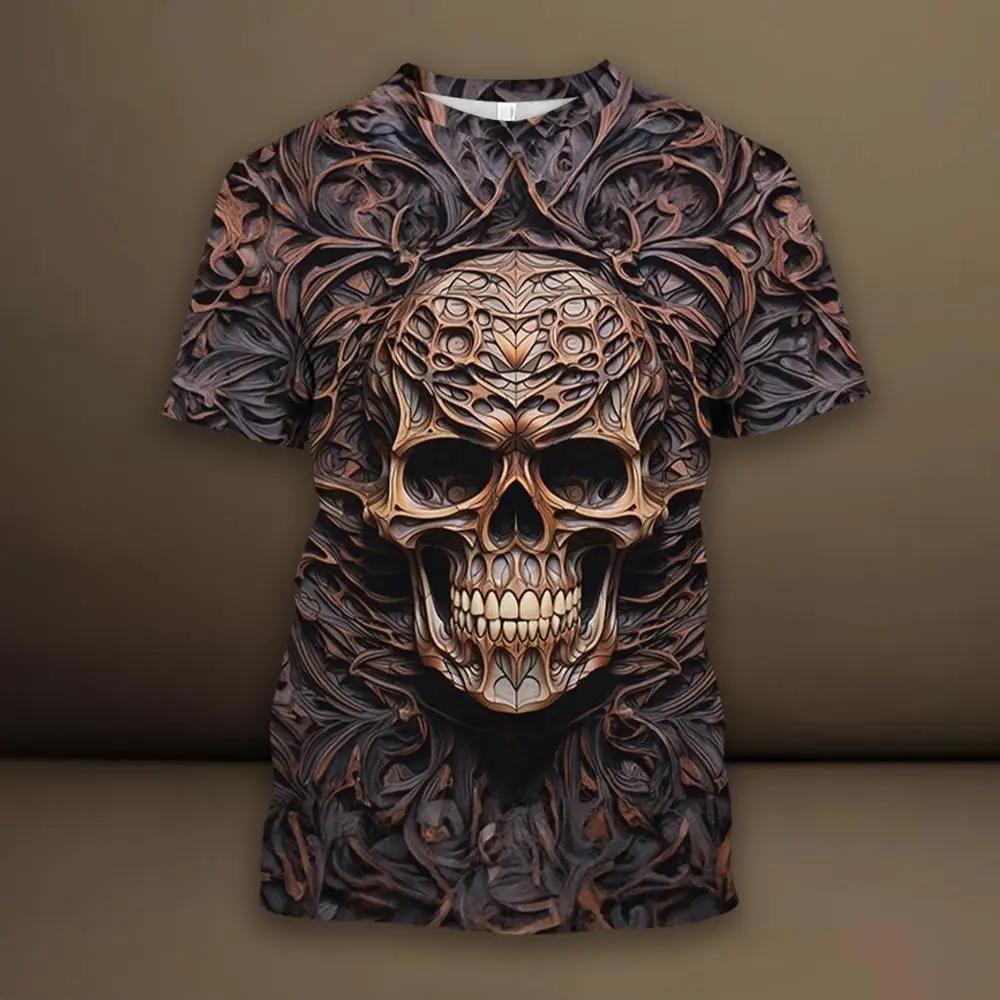 Beliebtes Herren-Retro-T-Shirt 3D-Schädel-Print modische Herrenbekleidung