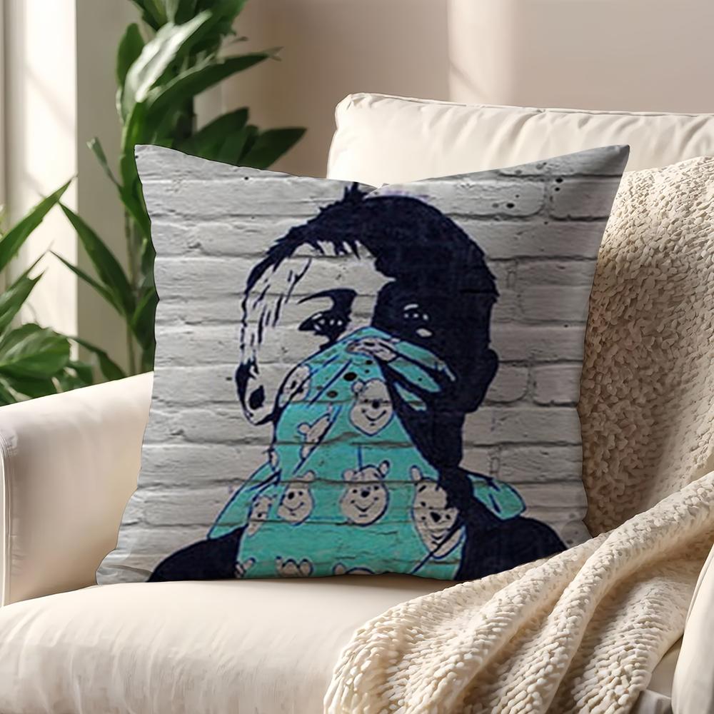 Banksy Street Graffiti Art cushion cover For Pillow Printing Sofa Decoration Home Car Room Coffee Shop Office Nordic Simplicity
