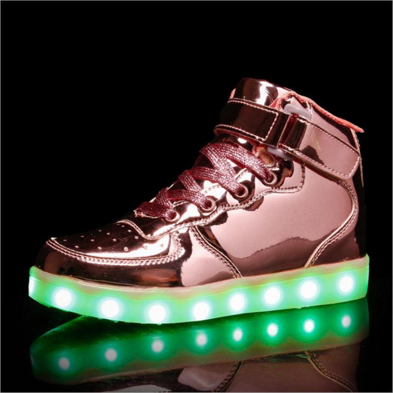 Children's light shoes led luminous shoes charging sports shoes high-top baby shoes male and female students female board shoes