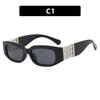 European and American fashion pearl decorative sunglasses trend photo sunglasses UV protection plain all-match sunglasses