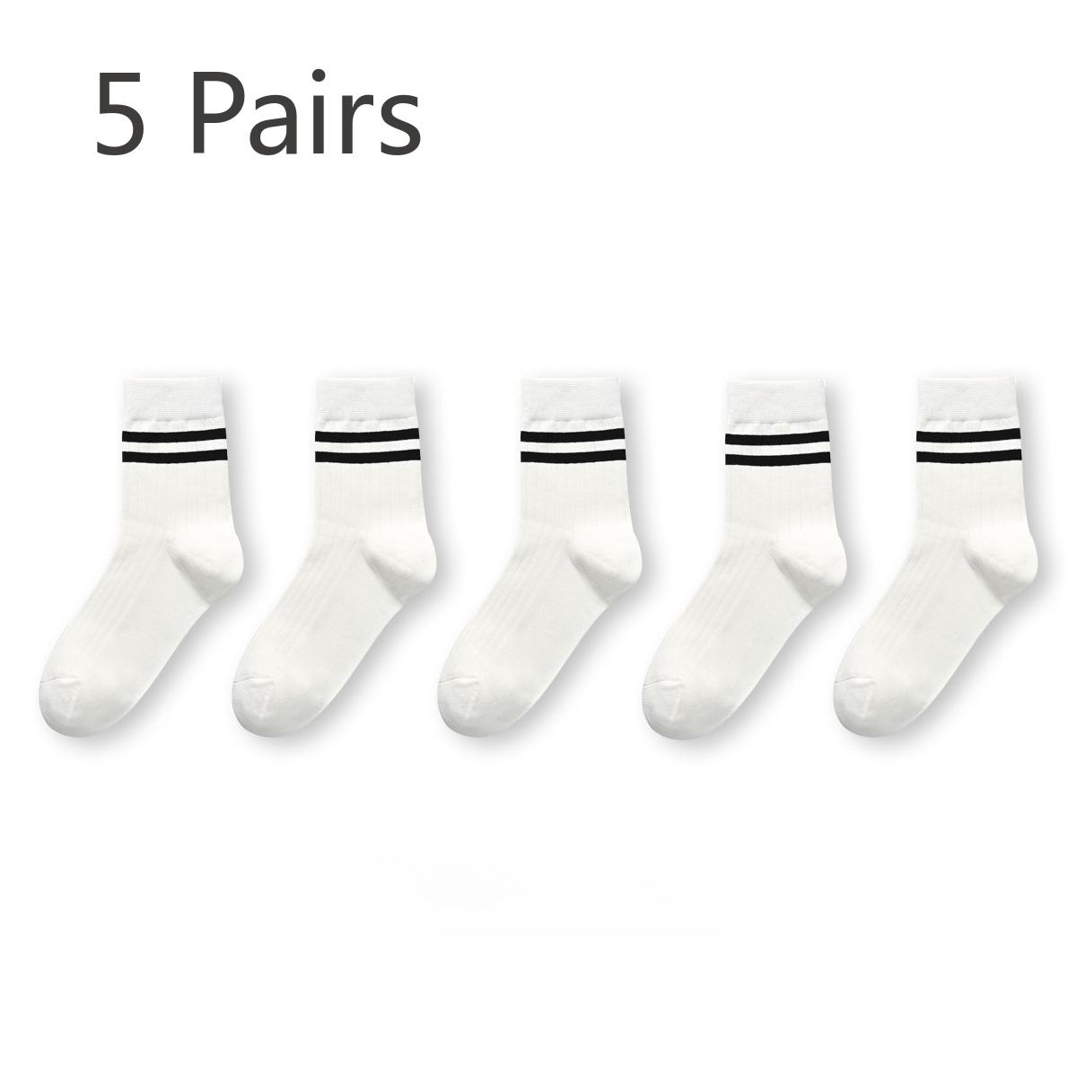 

5 пар мужских весенне-осенних полосатых спортивных носков из чистого хлопка, антибактериальных, дезодорирующих, влагоотводящих 5 Pairs
