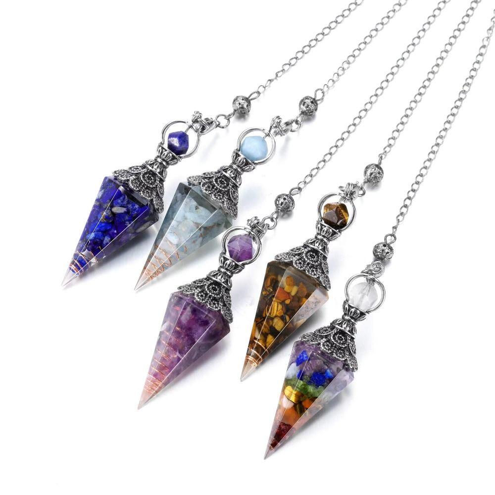 Dowsing Natural Chips Pendulums Yoga Pendant Witchcraft Pendulo Crystal Pendulum Women Girls
