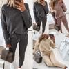 Cozy Women 2 Piece Tracksuit Set With Long Sleeve Sweatshirt And Long Pants