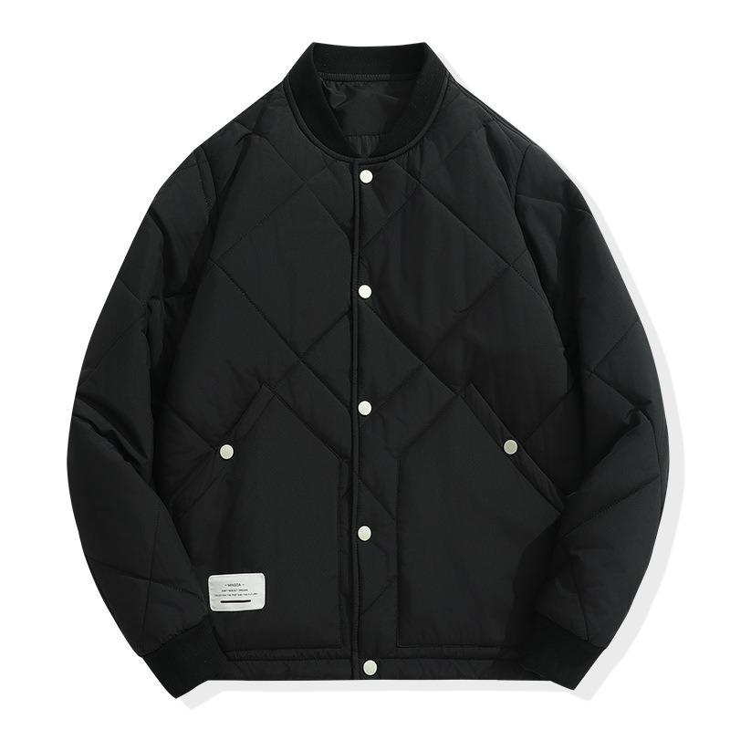 Baseball collar irregular cotton-padded clothes winter men's new thermal cotton-padded jacket casual fashion jacket men's rhombus plaid