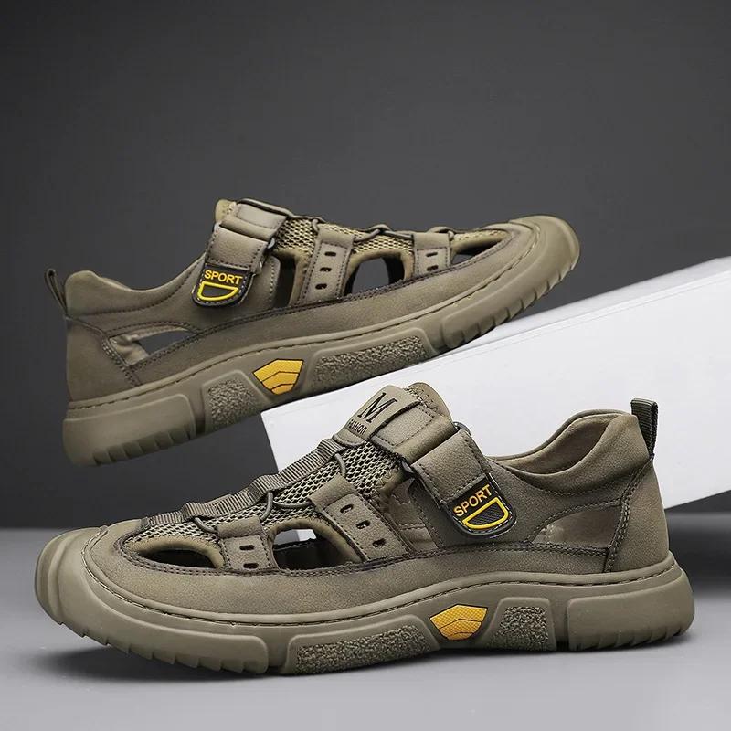 

Модная мужская пляжная обувь для ходьбы, новые уличные повседневные походные туфли, летняя модная дышащая мужская обувь, удобные универсальные сандалии 39