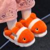 Neue Kleinkind Junge Hausschuhe für Kinder Indoor Winter Cartoon Fisch Plüsch Warme Haus Schuhe Weiche Gummi Sohle Hause Schuhe