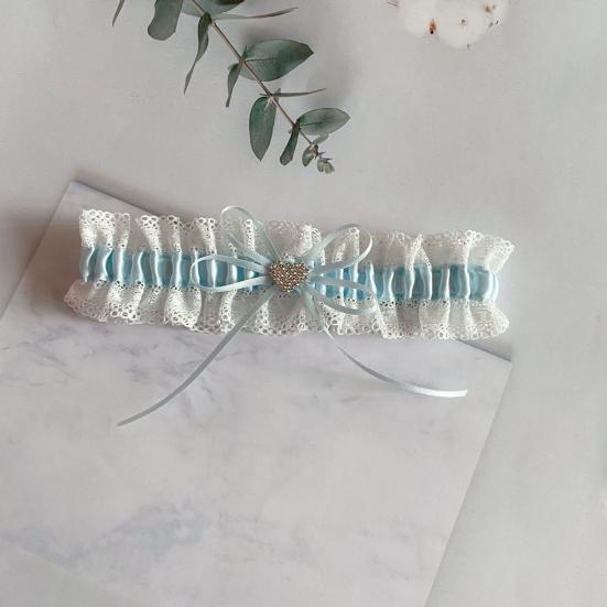 Lace Wedding Garter Faux Pearls Bowknot Floral Lace Garter Stretch Leg Garter Belt Bride Accessories for Women