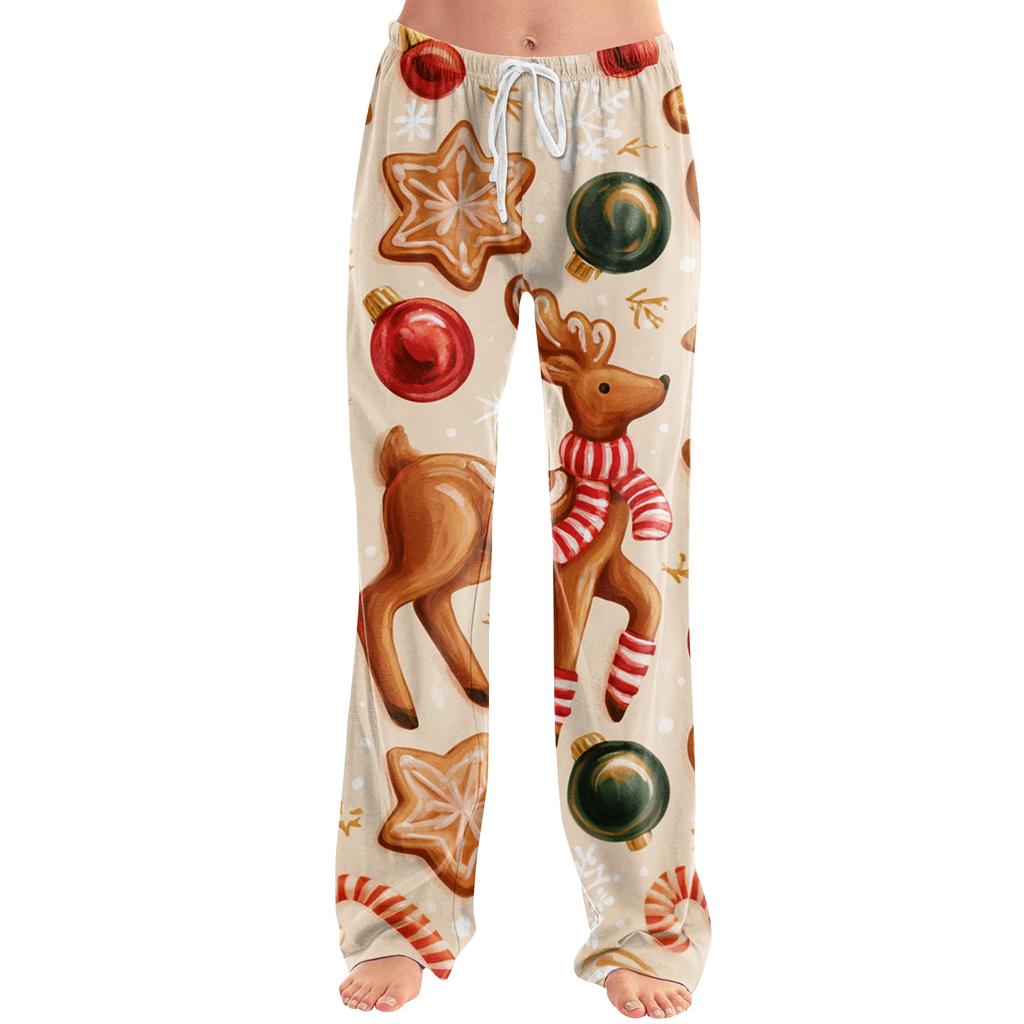 Women's Christmas Print Loose Fit Casual Pants for Holiday